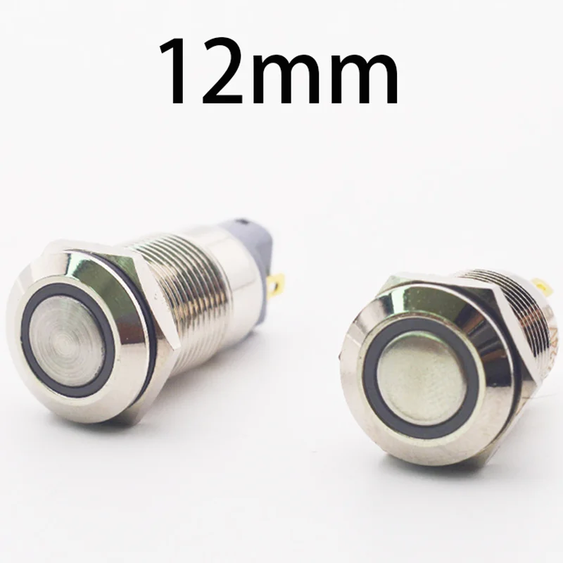 Home Improvement Expo - 防水金属押しボタンスイッチ,LED照明付きオン/オフボタン,12mm,家のリフォーム用