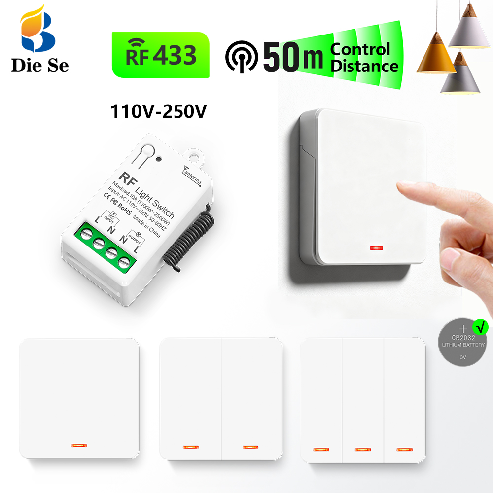 Home Improvement Expo - 433MHz ワイヤレス AC ライトスイッチ 220V レシーバーと